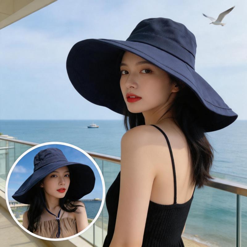 Super Large Eaves Hat Children's Summer Fashion Inner Vinyl Adjustable Sunscreen Hat Outdoor Seaside Vacation Sunshade Sun Hat