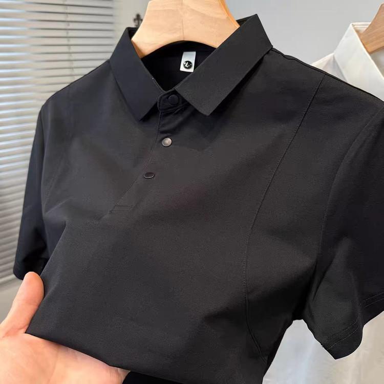 Summer Thin Men'S Quick-Drying Polo Short Sleeve Sweat-Absorbing Breathable Mesh Solid Color Versatile Half-Sleeve T-Shirt Top