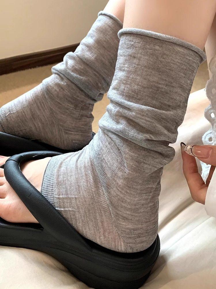Popular Foot-Stepping Calf Socks Cover Women'S Summer Thin Crimped White Stacking Socks Ballet Sunscreen Half-Sole Leg Cover