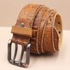 Men's Belt Genuine Leather Belt Double-pin Buckle Layer Cowhide Retro Youth Belt