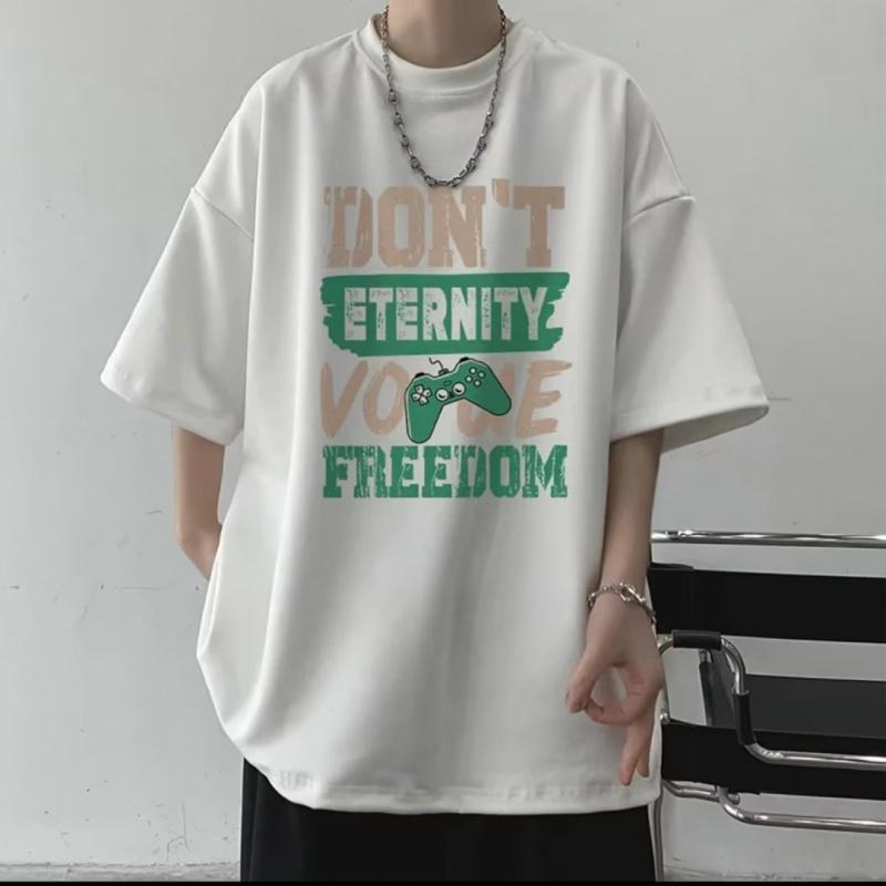 Herre T-skjorter Letter Grafisk trykk Mote merke t-skjorter for menn oversize t-skjorter Herre Klær Uformell T-skjorte Mann Sommer Koreansk Retro