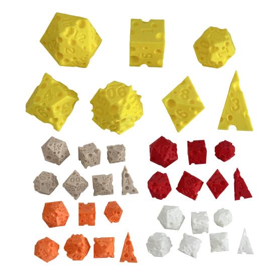 7Pcs/Set Cheese Dice D4/6/8/10/12/20 Multi-side Gaming Dice Adults Family Night Party Polyhedral Dice Board Game Essentials