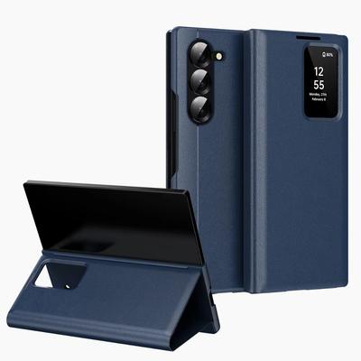 Original Smart View Window Wallet Card Leather Case For Samsung Galaxy Z Fold7 6 5 4 3 APP Sleep Awake Shockproof Protect Cover