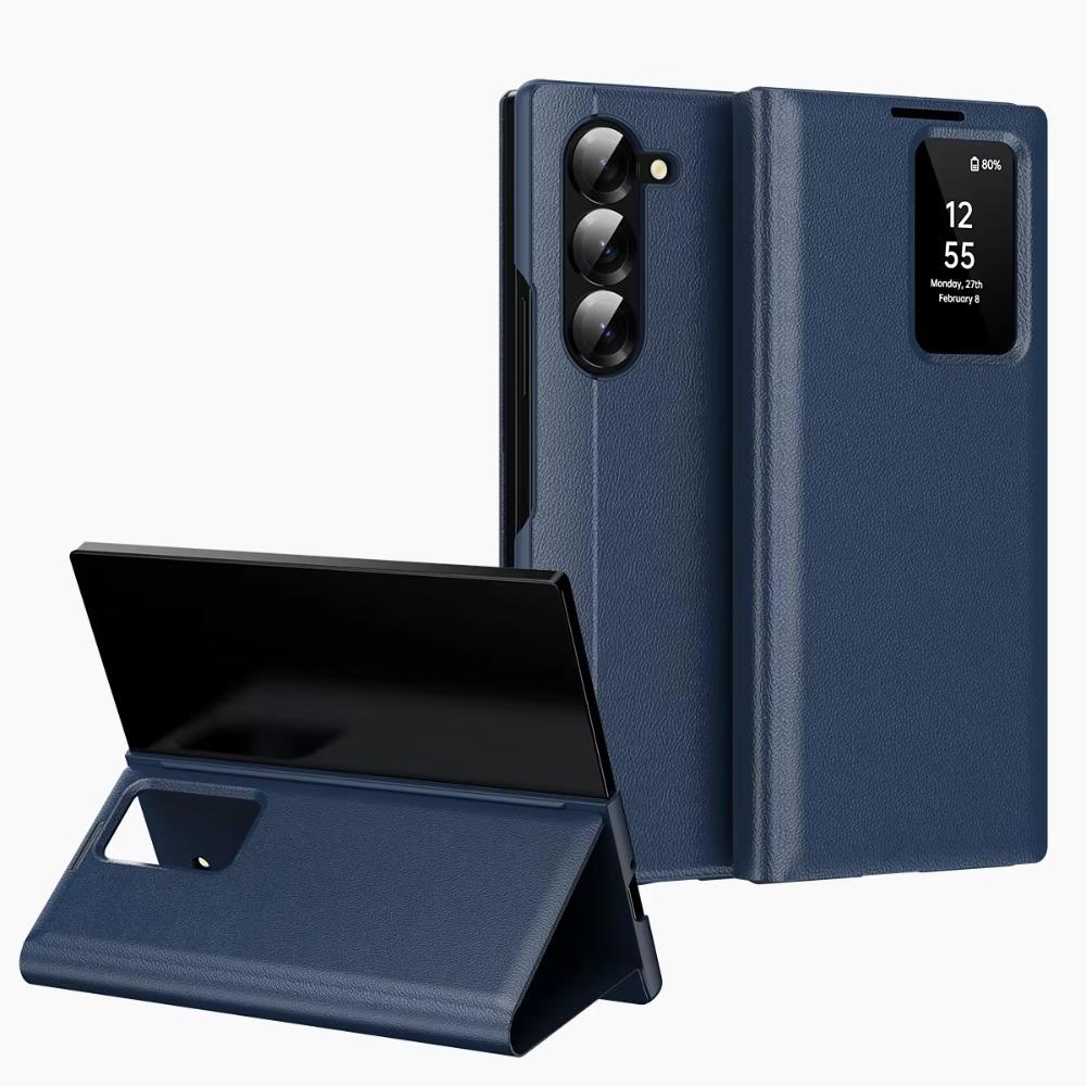 Original Smart View Window Wallet Card Leather Case For Samsung Galaxy Z Fold7 6 5 4 3 APP Sleep Awake Shockproof Protect Cover