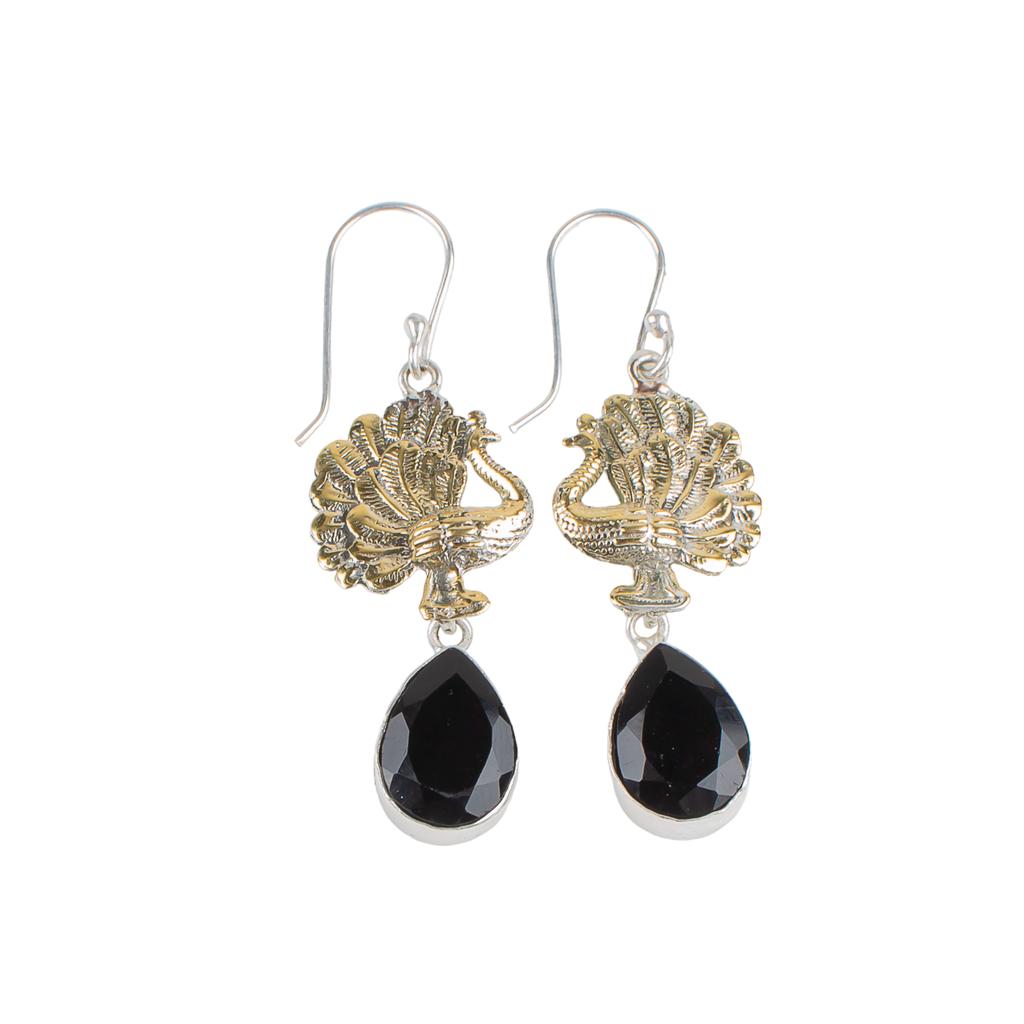 Black Onyx Gemstone 925 Sterling Silver Jewelry Handmade Dangle Earrings 2.20" EE-44-13