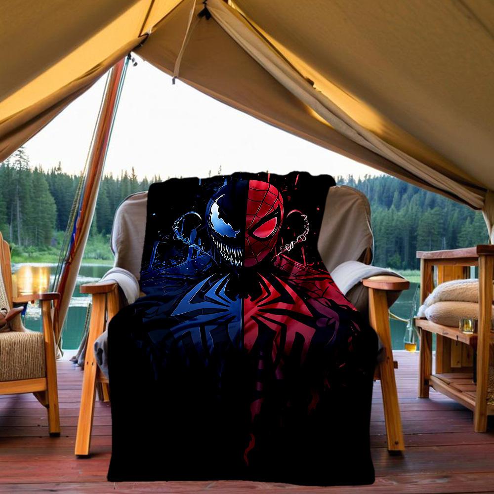 1pc Venom Spider-Man Outdoor Blanket Lightweight Flannel, Soft & Warm, All-Season Use for Sofa, Outdoor, Camping, Living Room, Office076