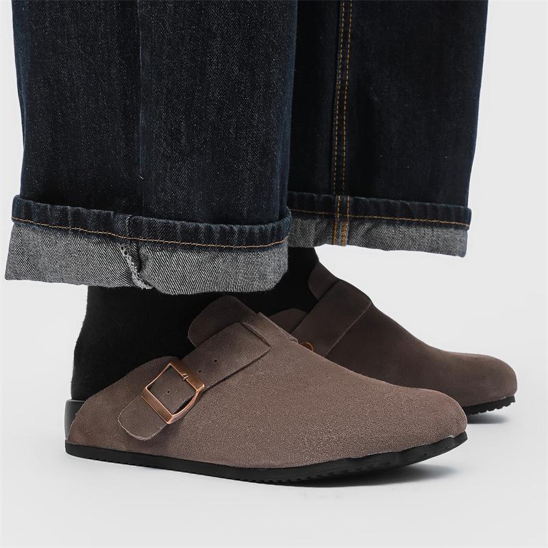 Men'S Shoes Mule Shoes Lazy Flat Bottom Drag Shoes For Men Thick-Soled Fashionable Comfortable Men'S Slippers Zapatos De Hombre