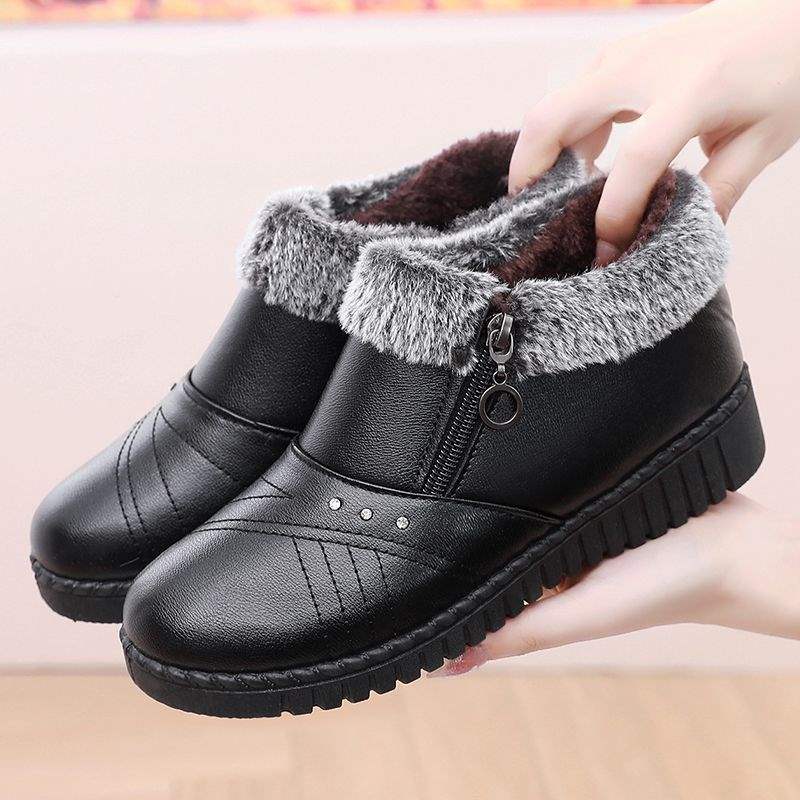 

Хлопковая обувь женская зимняя бархатная для среднего и пожилого возраста обувь для мамы нескользящая на толстой подошве две хлопковые сапоги водонепроницаемые, защищающие от холода и теплые е 38 чёрный