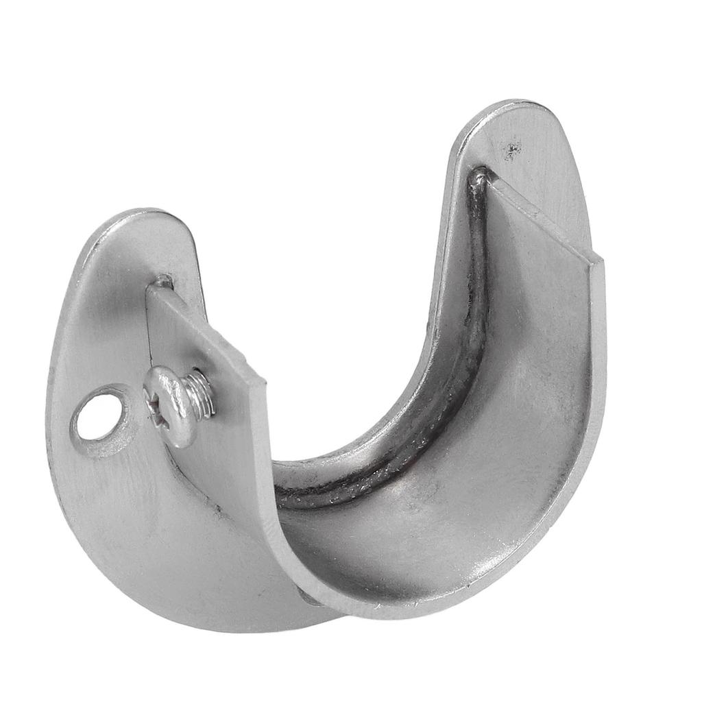 6 Sets 32mm Wardrobe Brackets Stainless Steel Heavy Duty U Shaped Closet Rod End Support with Screws
