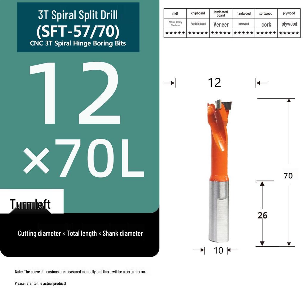 Yasen CNC Woodworking Three-Flute Spiral Drill Bit and Hole Opener