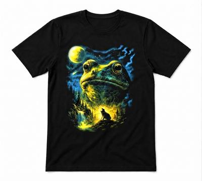 Frog Howling To The Moon Full Moon Animals Nature Lover Gift Tee Black T-ahirt