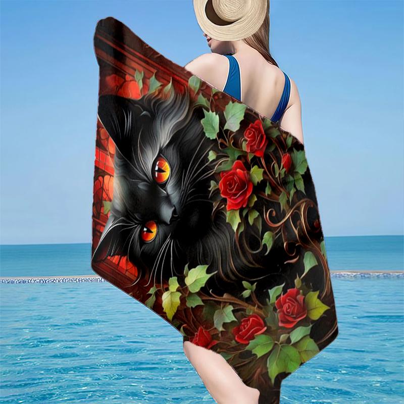 Crystal Cats Fantasy Beach Towel, Super Soft Microfiber, Gift for Her/Him, Birthday, for Pool, Beach, Travel, Home Decor Fan gifts