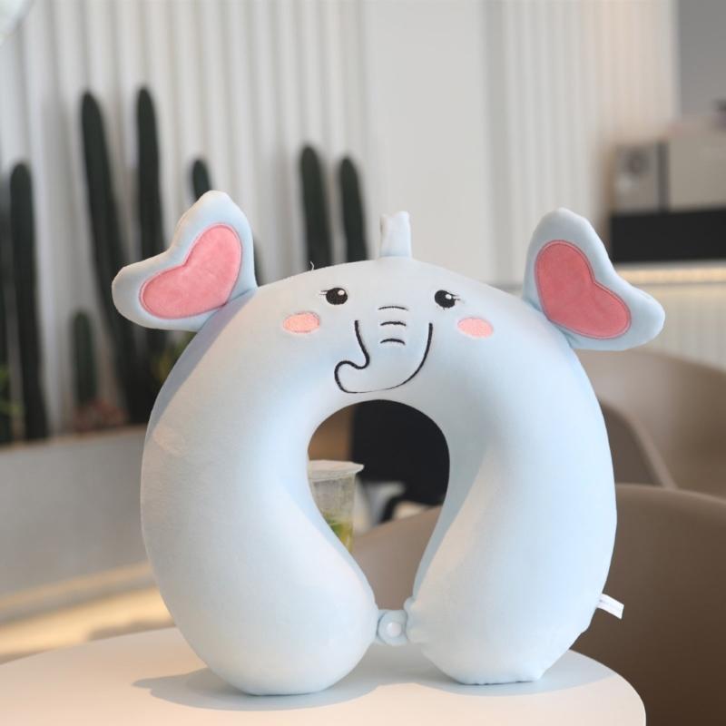 Soft Velvet U Shape Neck Pillow With Optional Animal Designs Memory Foam Cushion For Children Traveling