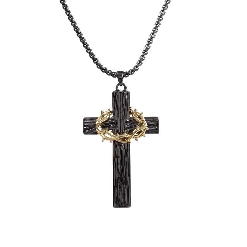 Vine Thorns Wreath Crown Cross Necklace Vintage Men's Personality Vintage Pendant Ornament
