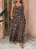 Chic Leopard Print Jumpsuit with Pockets: Casual, Loose, Thin Straps, Perfect for Spring/Summer/Autumn