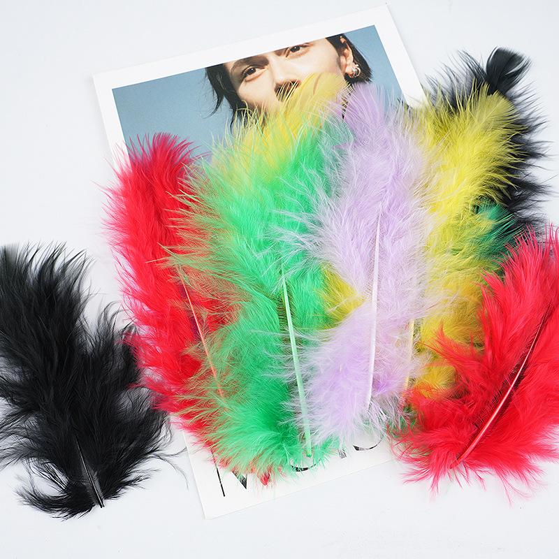 50Pcsdy Color Bamboo Tube Feather Turkey Feather Jewelry Accessories Crafts Pet Toys Decorative Materials