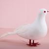 White Lifelike Artificial Bird Figurine Realistic Feathered Fake Peace Birds Ornaments for Christmas