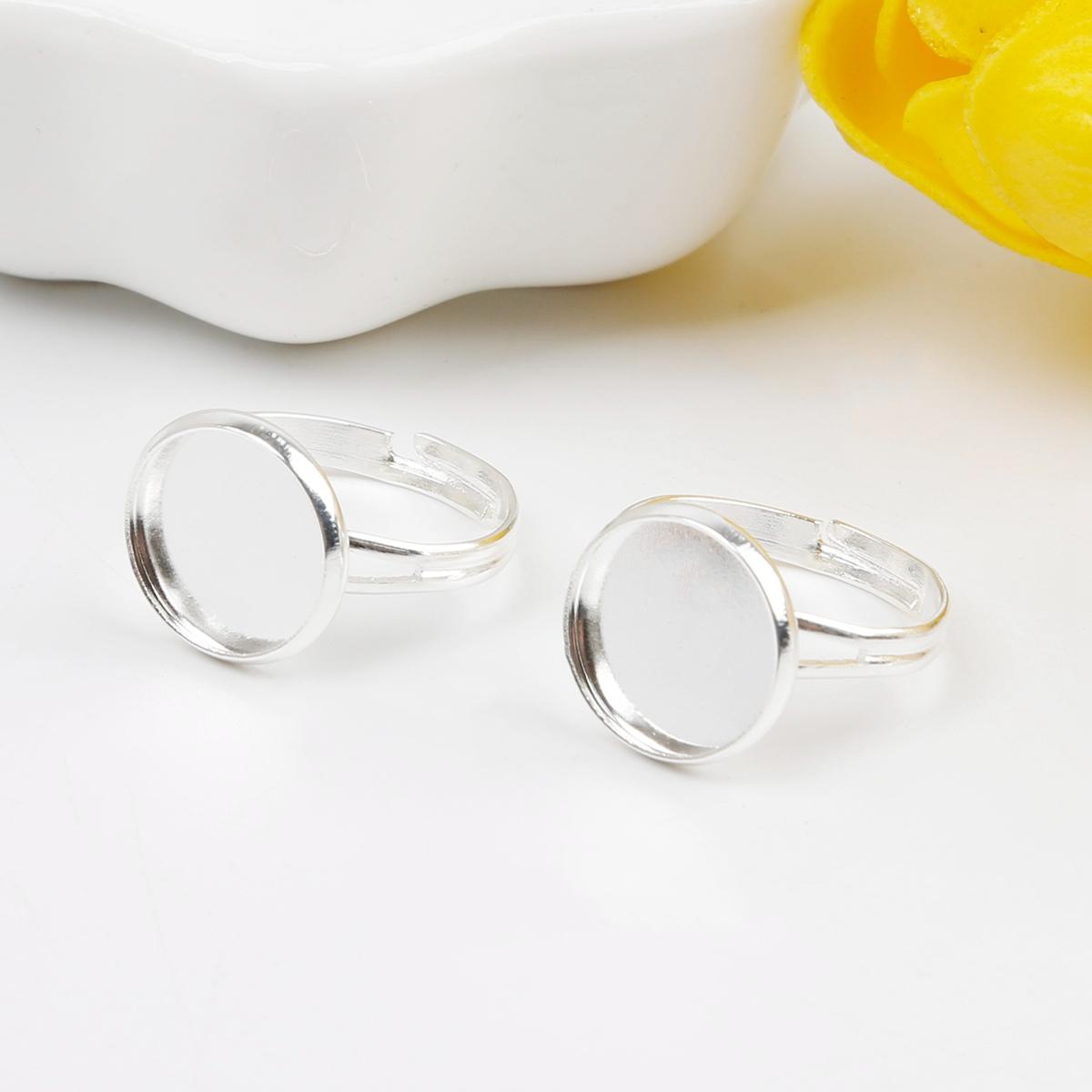 

10 шт. Залізне кільце для лицьової основи, що вставляється, регульоване кільце для виготовлення ювелірних виробів своїми руками, ремісничих аксесуарів 14mm 10pcs срібний