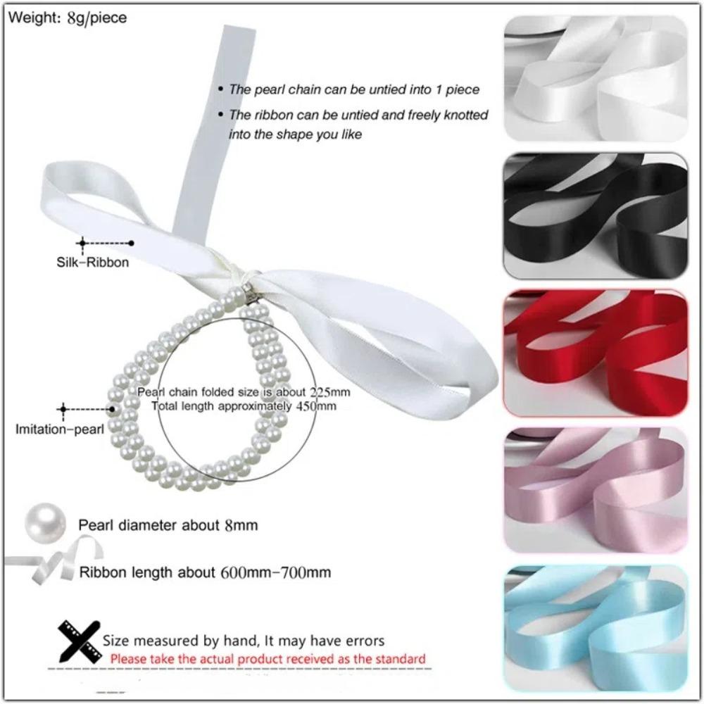 1pair Lovely Colorful Ribbon Bow Anklet High Heels Sandal Decoration Gift Double Layered Anklet Pearls Foot Chain