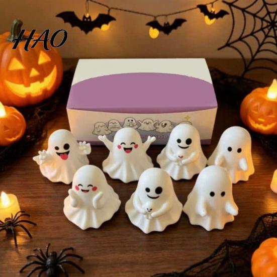 Playful Desk Accessories for Women 6Pcs Halloween Ghost Figurine, Cute Pen Holder, Miniature Decor, Funny Fun Organizers Colleagues Pencil Stand
