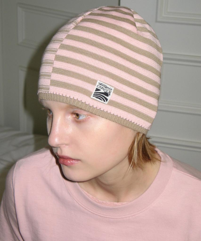 SINOON Stripe Color Block Beanie (Soft Pink)