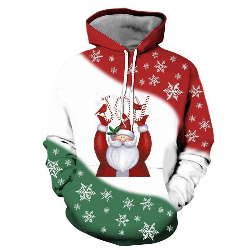 2025 Autumn/Winter Men's Red Wine 3D Christmas Hoodie with Scarf