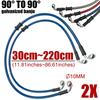 2X Universal 30cm-220cm Motorcycle Hydraulic Brake Hose Line Cable 90° Banjo For Suzuki Kawasaki Pipe Line Braided Oil Pipe Blue