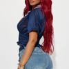 T-shirt stampata da donna con scollo a V, estate europea e americana