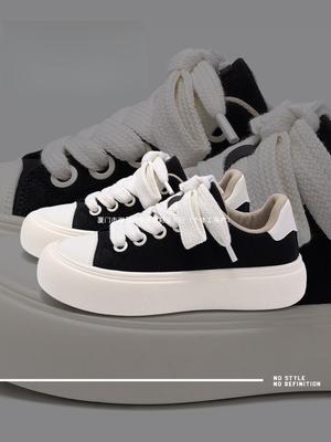 Men's 2025 Thick-Soled Canvas Shoes: Trendy, Height-Increasing Casual Shoes for Spring and Autumn.