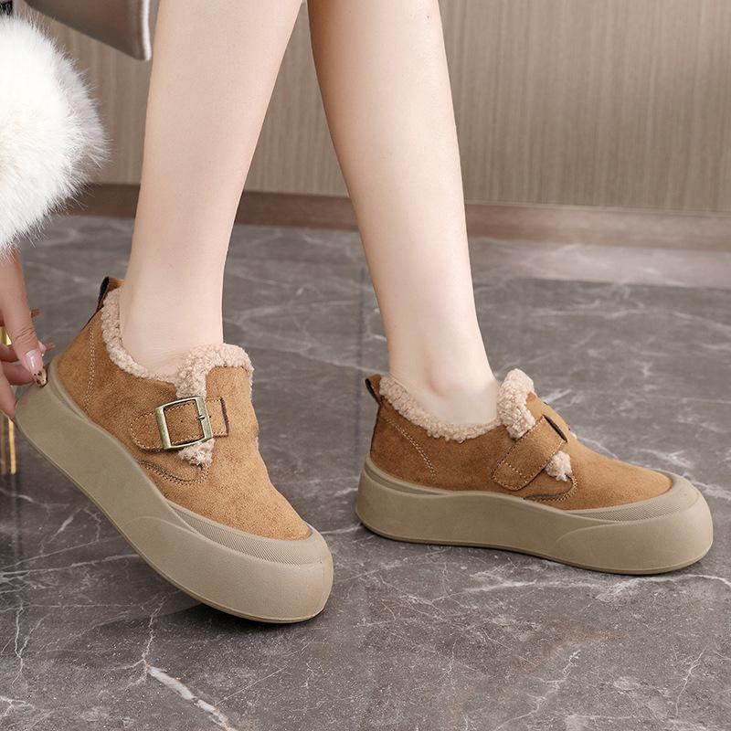 Lambfleece Women's Shoes New Winter Warm Boots Thick-soled Casual Large Cotton Shoes