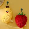 Soft and Absorbent Chenilles Banana/Strawberry Washcloth Hanging Hand Towel for Kitchen and Bathroom Household Towel