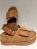 2025 summer new Velcro platform sandals buckle anti-leather outer wear heightening open-toed muffin leather slippers