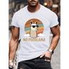 T-Shirt Featuring an Illustration of a Llama with Glasses, Perfect for Men, Ideal for Casual Summer Wear with Short Sleeves