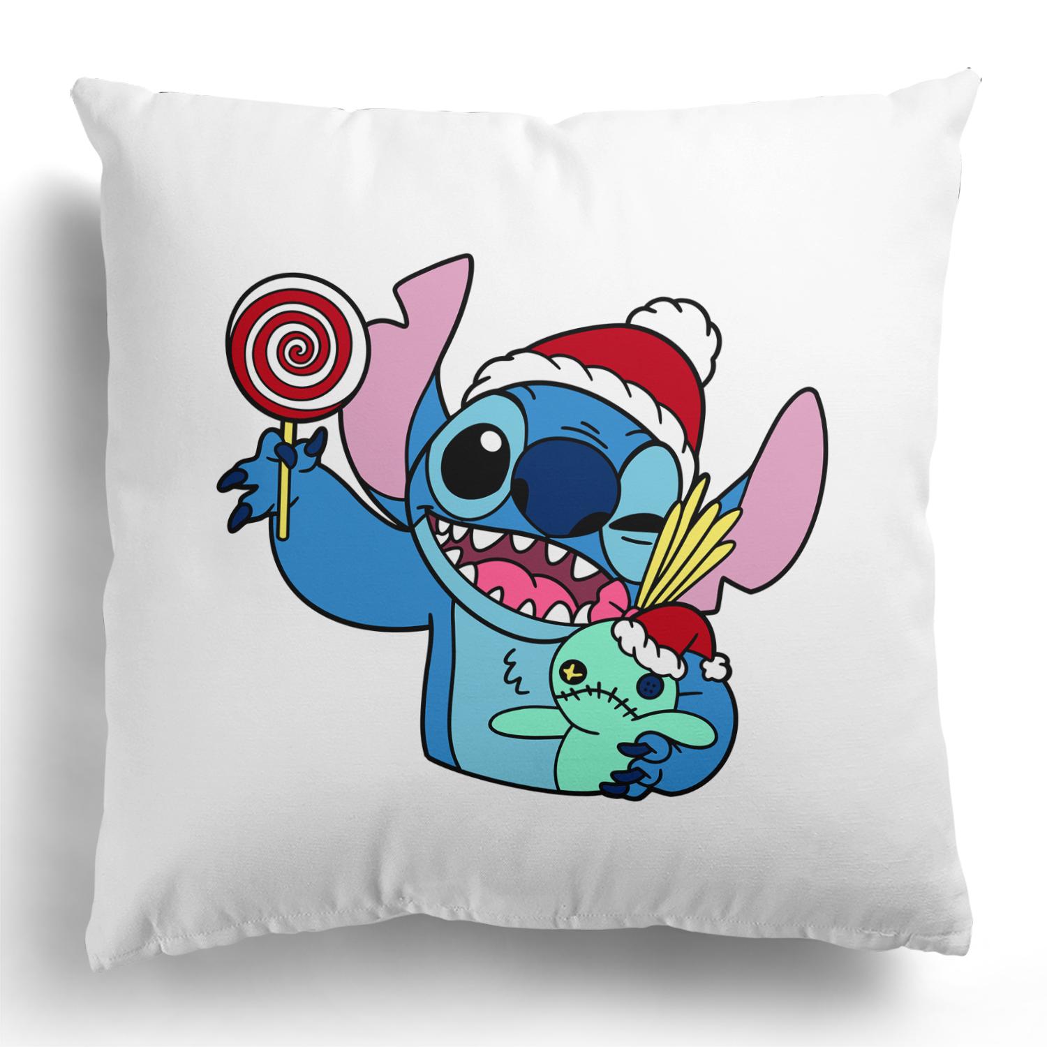

Christmas Kawaii Stitch Decorative Pillowcase Living Room Sofa Cushion Cover Room Home Decoration Christmas Gift 16x16Inch