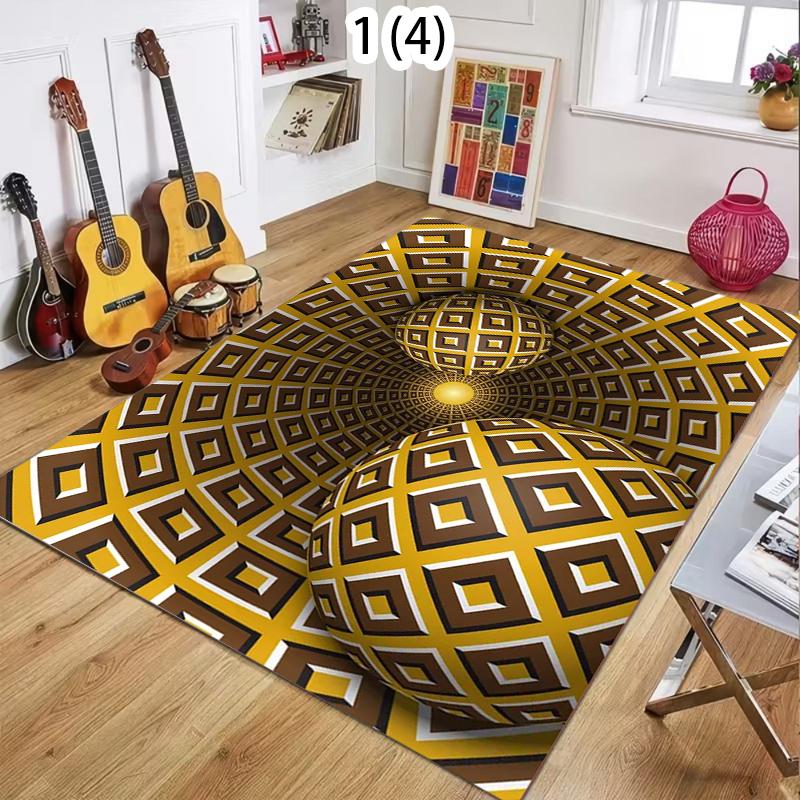

2D Vortex Illusion Rectangular Carpet Diamond Hole Floor Mat Creative Decorative Area Rug for Living Room Bedroom Home Decor 40X60CM