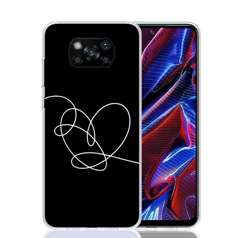 Love Yourself Flower Heart Line Kpop Phone Case For Xiaomi Poco F7 Ultra X7 X6 Pro X5 Redmi 15 15C 13 13C 12 12C 10 10A 10C 9 9A