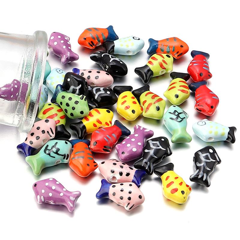5 Stück Mini Keramik Fischperlen Niedliche Glasierte Porzellan Anhänger Lose Abstandshalter Perlen Für Schmuck Diy Handgefertigte Armbänder Anhänger Zubehör