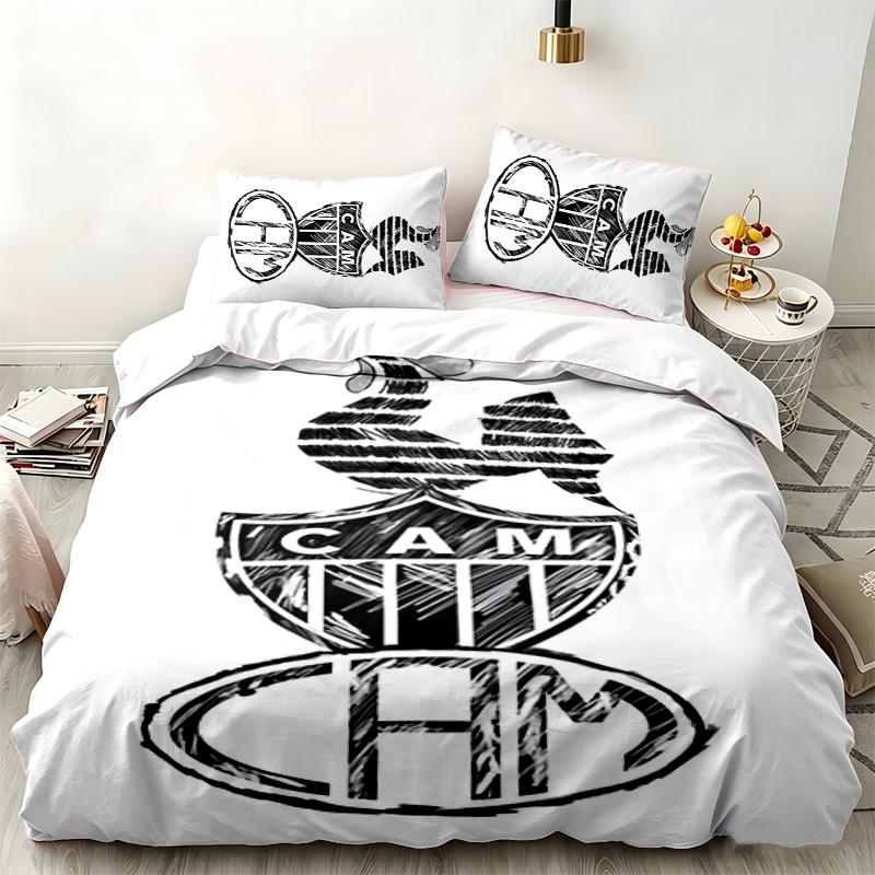 Clube Atletico Mineiro 3-teiliges Set Perfekt für das Schlafzimmer Bequemes Bettwäscheset enthält einen Bettbezug und zwei Kissenbezüge Ideales Geburtstags- oder Weihnachtsgeschenk