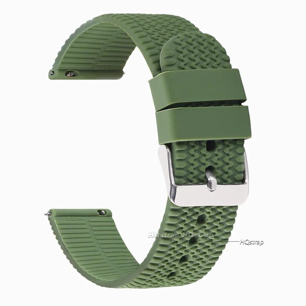 

18mm 20mm 22mm 24mm Silicone Watch Band Wrist Bracelet Quick Release Rubber Watch Strap for Seiko Watch Replacement Watchband 18mm&steel buckle армия зеленый