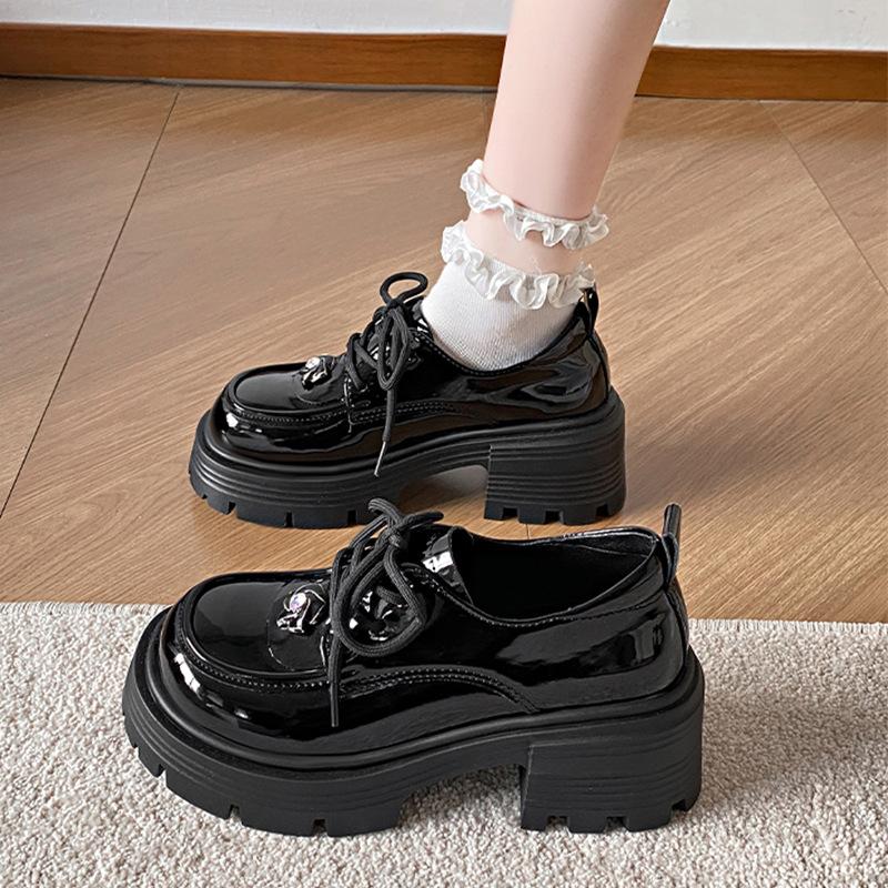 Thick-soled Mary Jane shoes for women's 2025 spring new retro heightening black Japanese jk with skirt light mouth small leather shoes