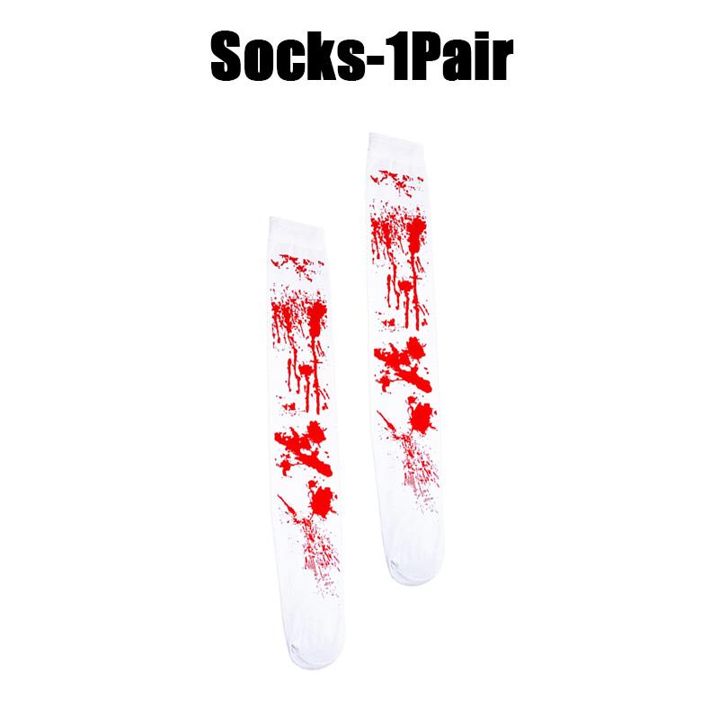 

Halloween Cosplay Nurse Costume Socks Bloody High Stockings Women Stockings Blood Stained High Socks Halloween Over Knee Socks free size