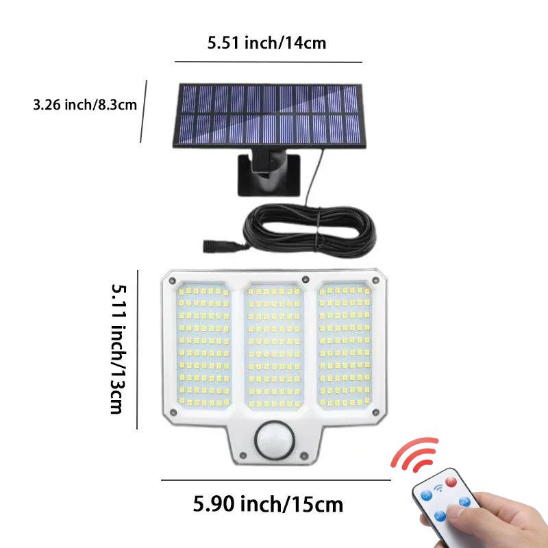 Solar Outdoor Light IP65 Waterproof Wall Lamp Remote Control 3 Modes Adjustable Angle 5m Extension Cable for Yard Garden Patio