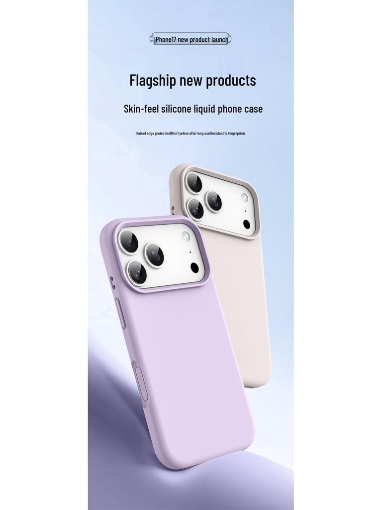 iPhone 17 Pro Max Liquid Silicone Case with Integrated Buttons, Drop-Proof Protection