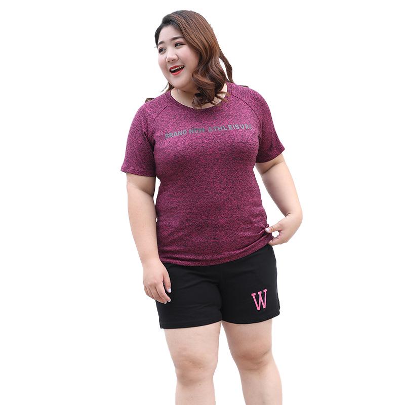 Plus Size Women's Sports Short-sleeved T-shirt Summer Quick-drying Sweat-absorbing Breathable Running Tops