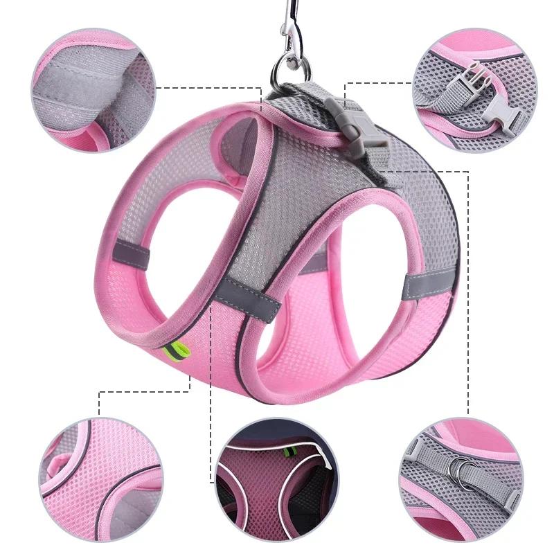 Adjustable Puppy Cat Harness Vest French Bulldog Chihuahua Pug Dog Harness Leash Set for Small Dogs Outdoor Walking Lead Leash
