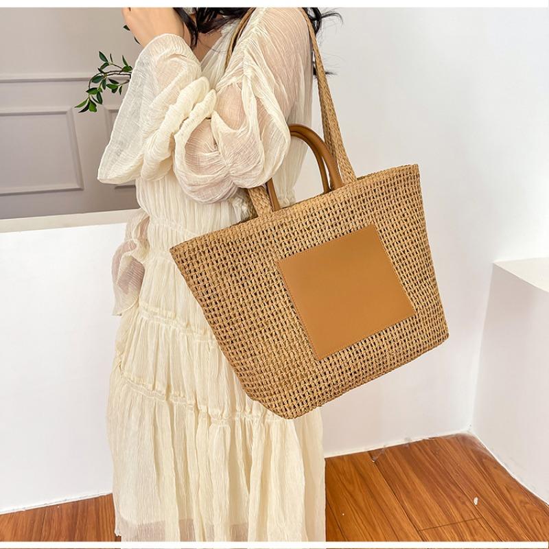 Woven Straw Bag Women's Large-capacity New Casual Shoulder Portable Tote Seaside Vacation Beach Bag