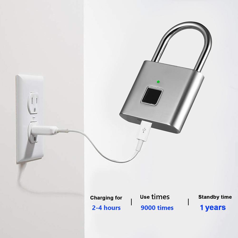 O10 Wasserdichtes Smartes Fingerabdruck-Schlüsselloses Türschloss Wiederaufladbares Sicherheitsvorhängeschloss