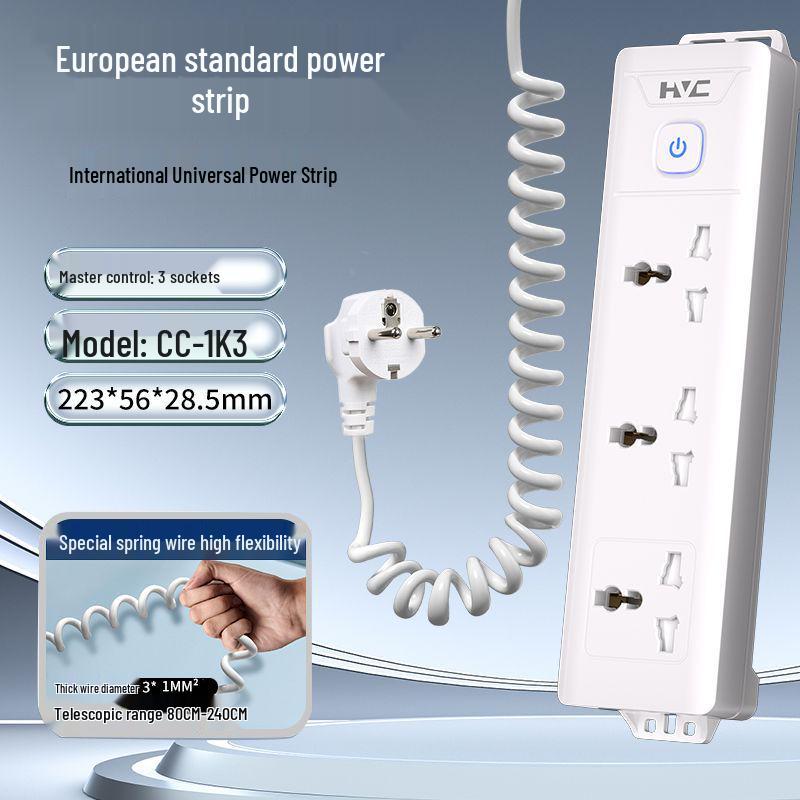European Standard German Power Strip Extension Cord Adapter for Cross-Border Use