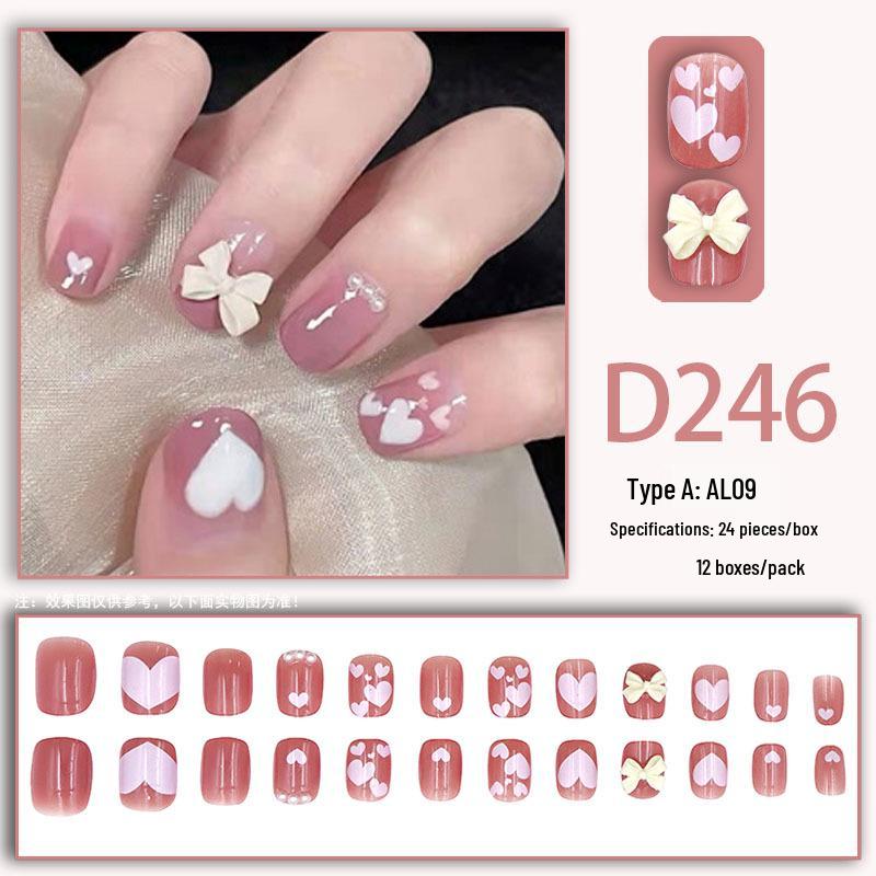 Sweet Fairy Detachable Press-On Nails: Cute Blush Translucent Finished Nails for Girls
