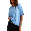 Ladies' Basic Fashion Color Short Sleeve Round Neck T-Shirt Casual Pullover Top for Everyday Wear and Daily Use